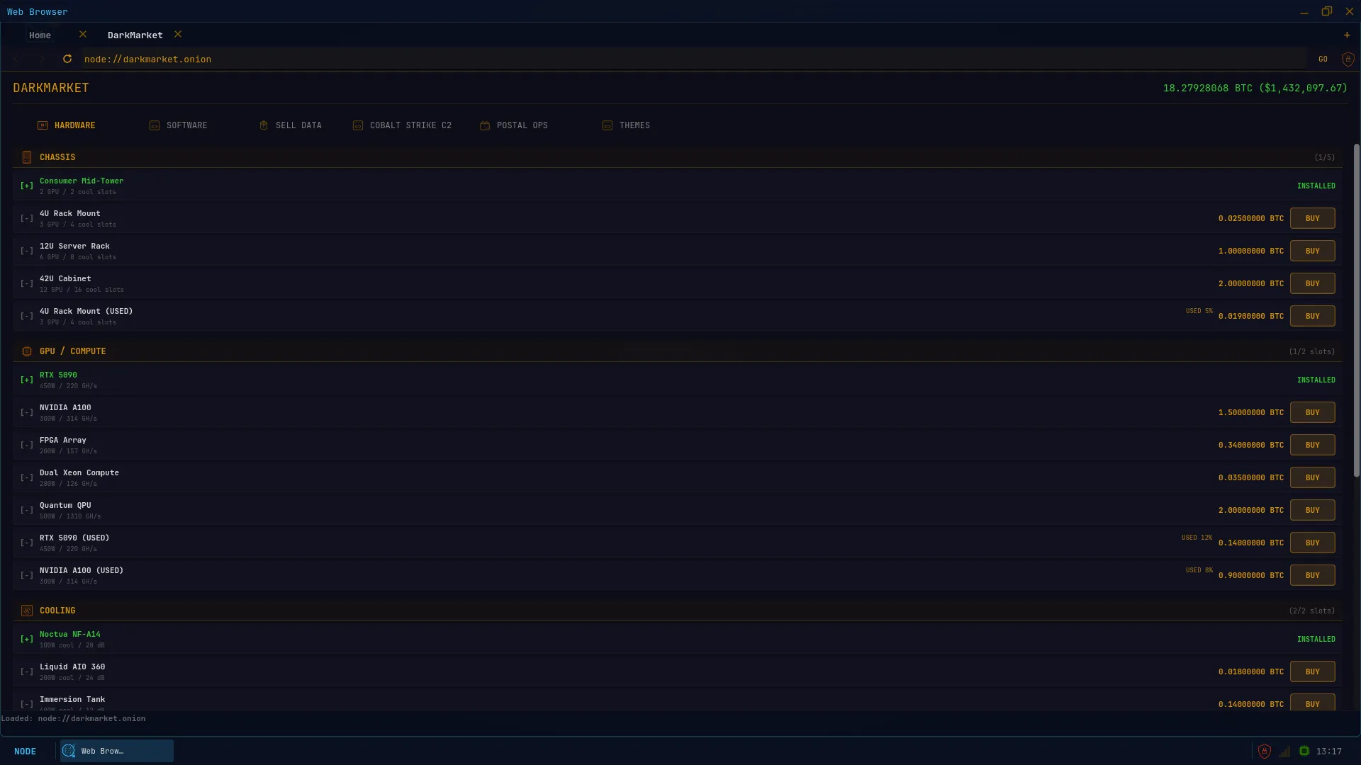 Screenshot von NODE: PROTOCOL: Darkmarket-Marktplatz