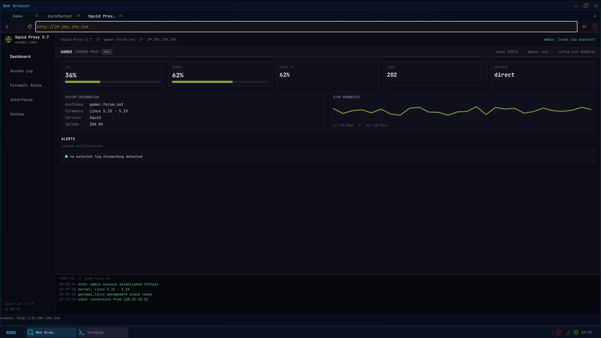 NODE: PROTOCOL screenshot: Gateway Squid Proxy
