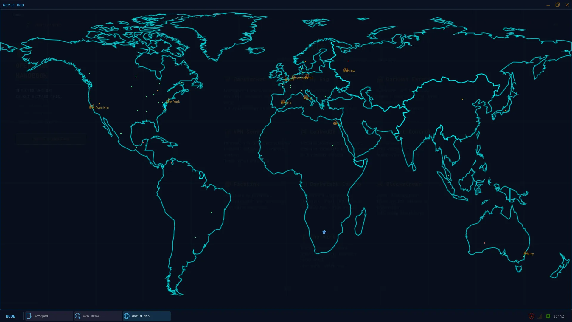 Screenshot von NODE: PROTOCOL: Weltkarte